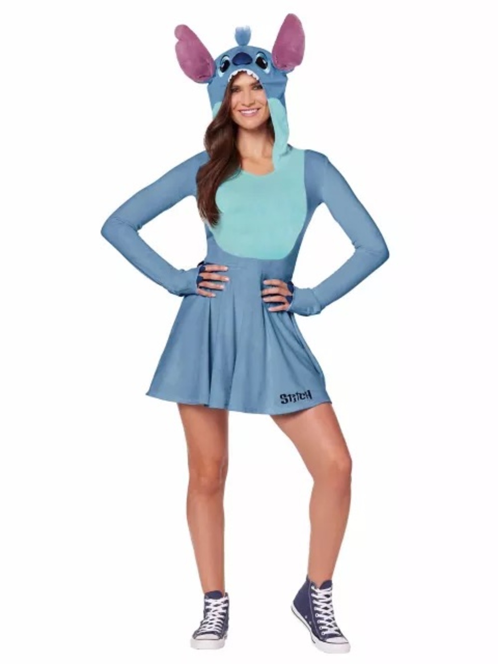 Disney Stitch Women’s M Hooded Velour Dress Costume Blue